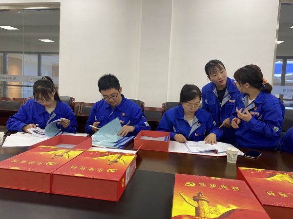 4月18日，制氣車間黨支部與質(zhì)量監(jiān)督檢驗(yàn)部黨支部在彬州公司會議室開展對標(biāo)交流活動。查閱制氣車間黨支部黨建臺賬畫面。.jpg